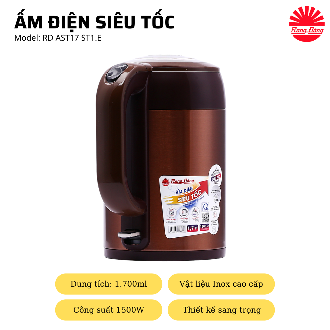 Hàng chính hãng: Ấm điện siêu tốc RD AST17 ST1.E