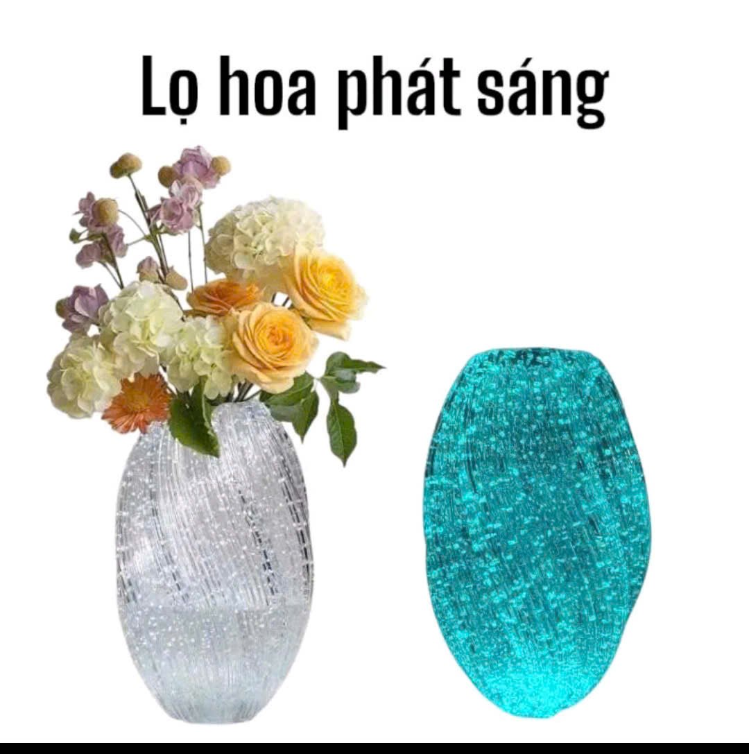 Lọ hoa thủy tinh xoắn phát sáng buổi tối, deco không gian nhà cửa chill đẹp