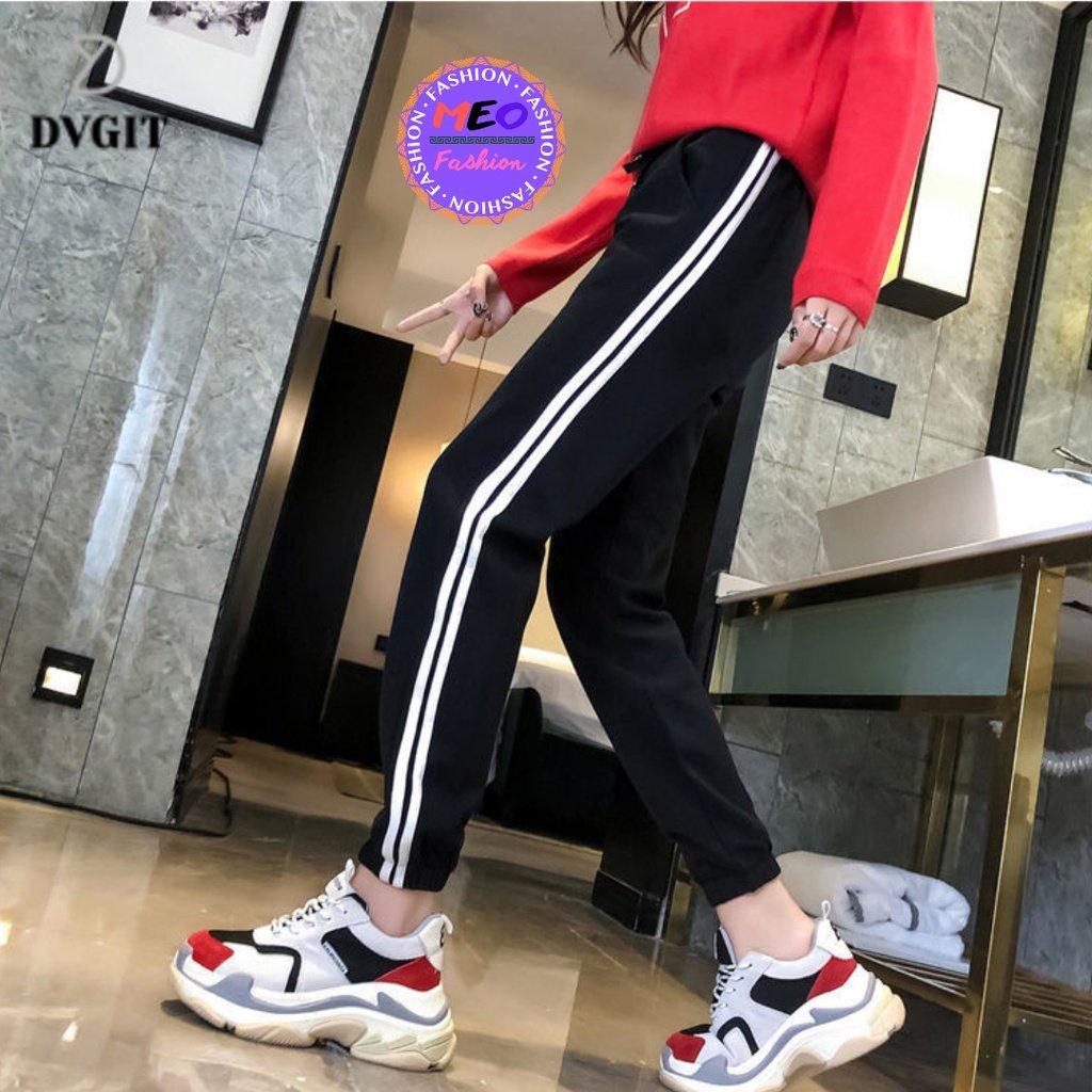 Quần Joggers Nữ DVGIT FASHION Bom Gấu Hai Sọc Mặc Đi Chơi Siêu Cute Chất Liệu Su Phong Cách DVGIT