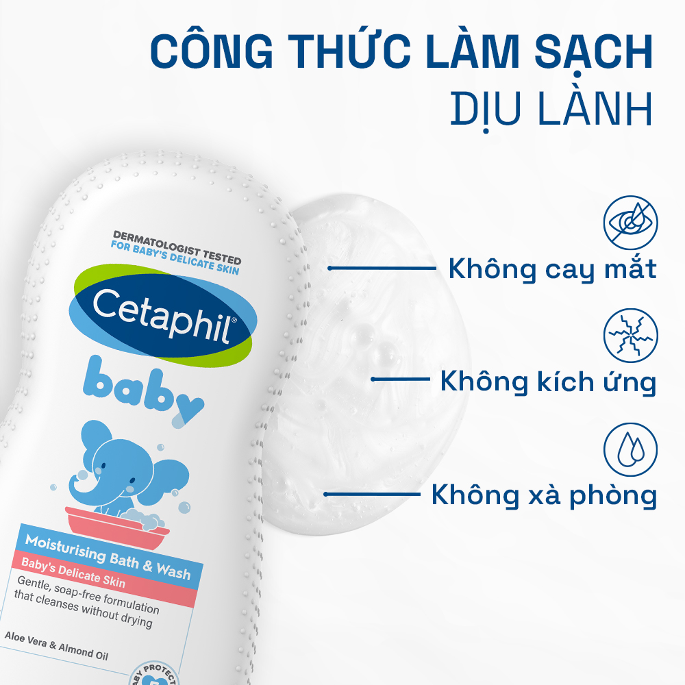 Sữa tắm dưỡng ẩm dịu lành cho bé Cetaphil Baby Moisturizing Bath & Wash 230ml