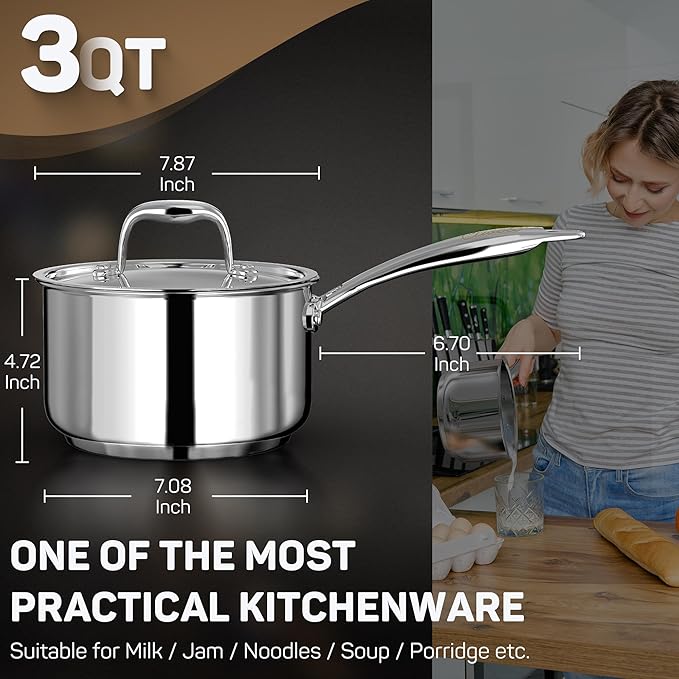 Quánh inox Ciwete saucepan with lid 18cm Hàng chính hãng