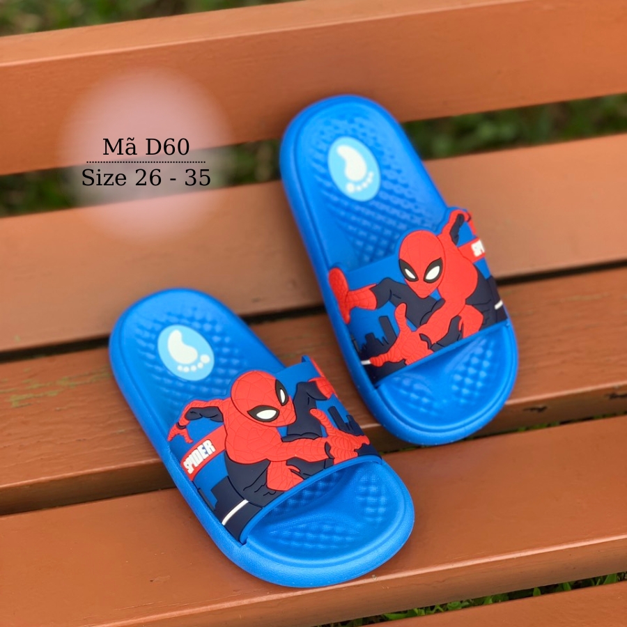 Dép siêu nhân spiderman - Dép lê cho bé trai 3 - 9 tuổi nhựa dẻo siêu êm chống trơn trượt đi trong nhà, đi biển D41