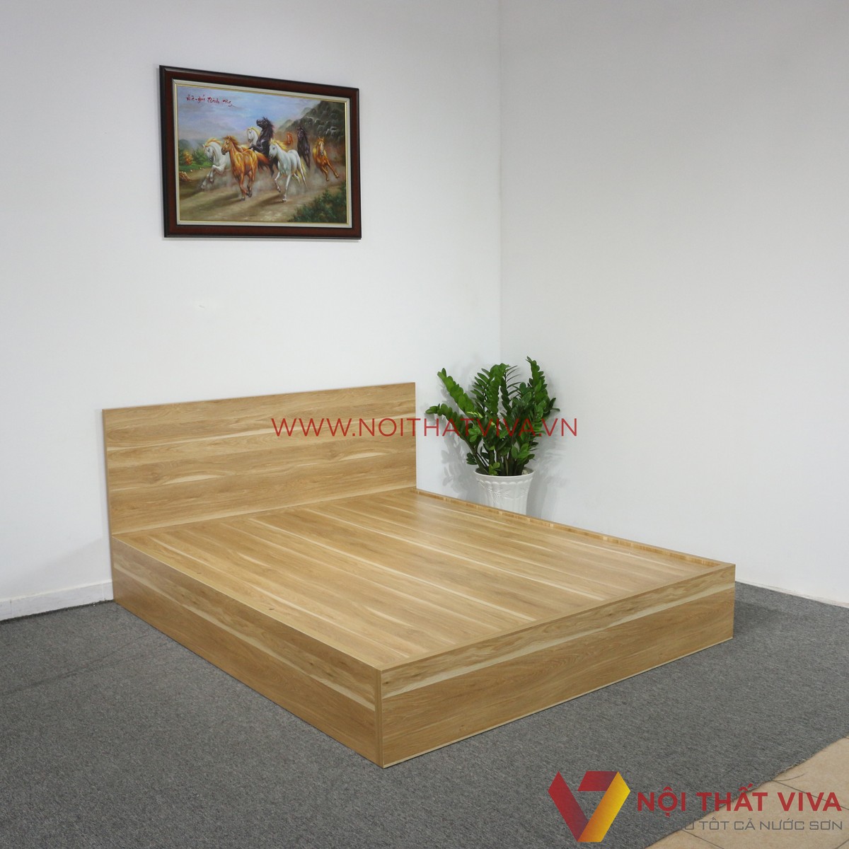 Giường Ngủ Gỗ Mdf Melamine Màu Vàng Gỗ