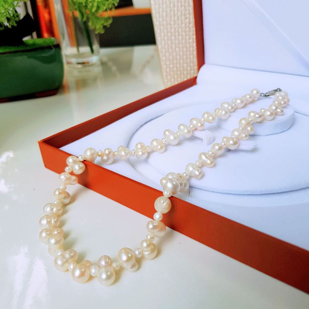 Vòng Cổ Ngọc Trai Nước Ngọt Thiên Nhiên Cao Cấp - Chuỗi Baroque Hồ Lô - Trang Sức Cô Tấm - GOURD PEARL(8-10ly) - Trắng - CTJ4911