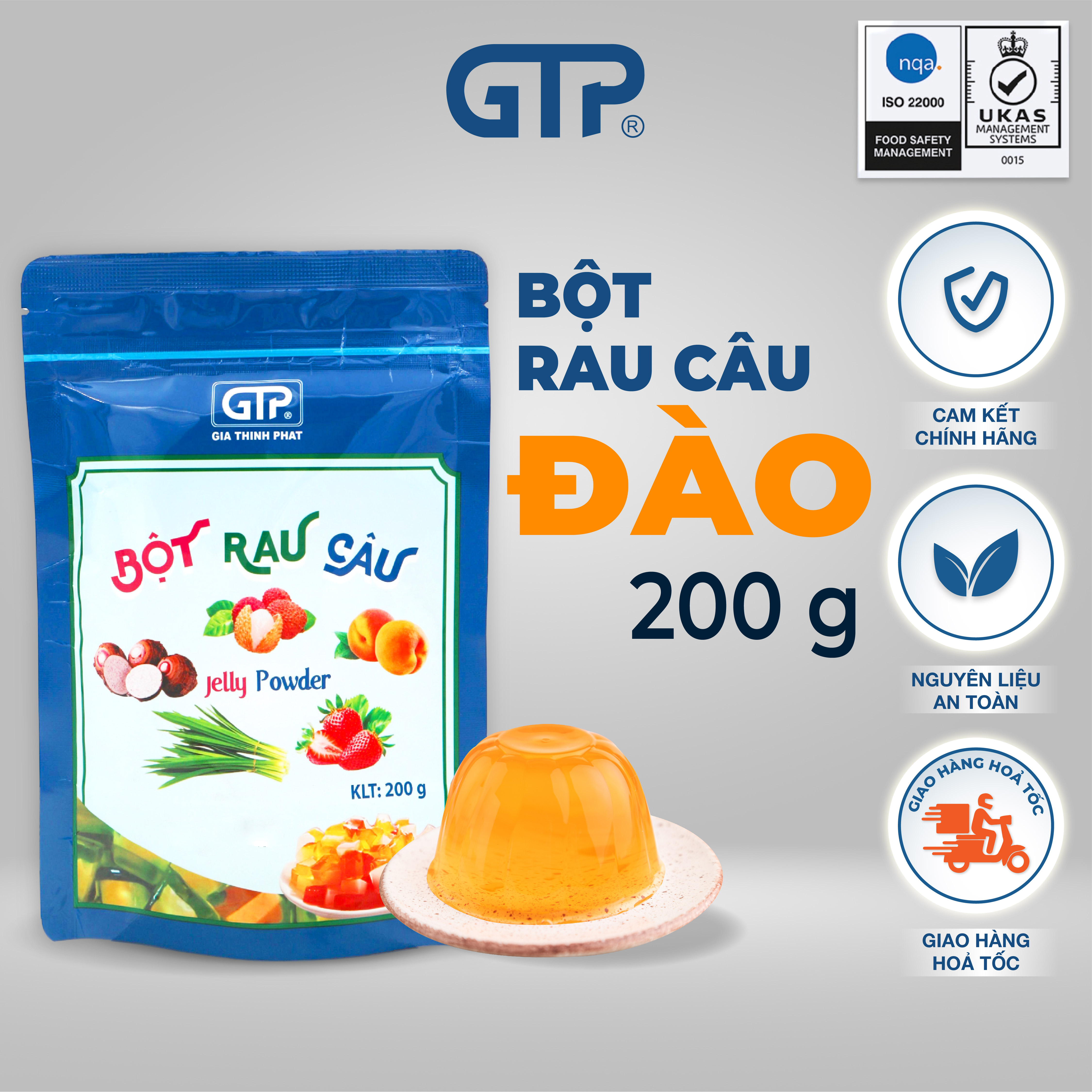 Bột Rau Câu (Jelly) hương Đào(200g/gói), Bột rau câu (Jelly) giòn dẻo