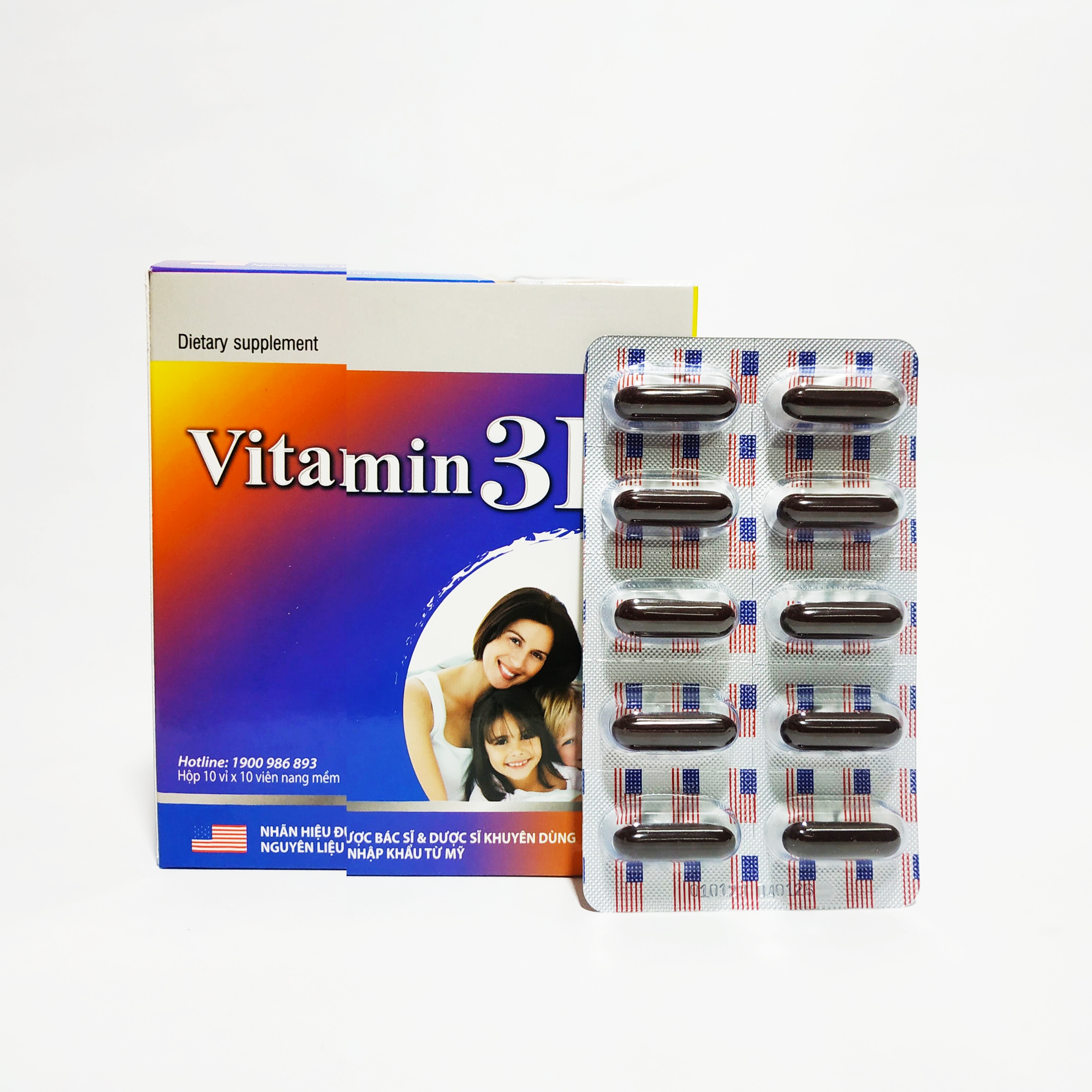 Vitamin 3B Nguyên Liệu Nhập Khẩu Mỹ - Bổ Sung Các Vitamin Nhóm B - Bồi Bổ Sức Khỏe - Giảm Đau Dây Thần Kinh - Hộp 100 Viên