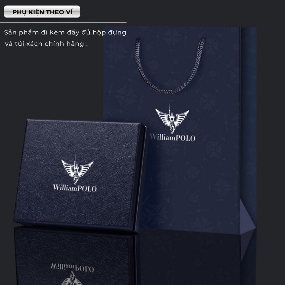 Ví nam William Polo Cao Cấp,Chất liệu da bò nhập khẩu,Ví da nam dáng đứng đựng tiền và thẻ mini nhỏ gọn-