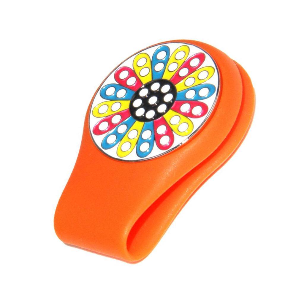 2xMagnetic Golf Hat Clip Golf Ball Marker with Detachable Pattern Plate Orange