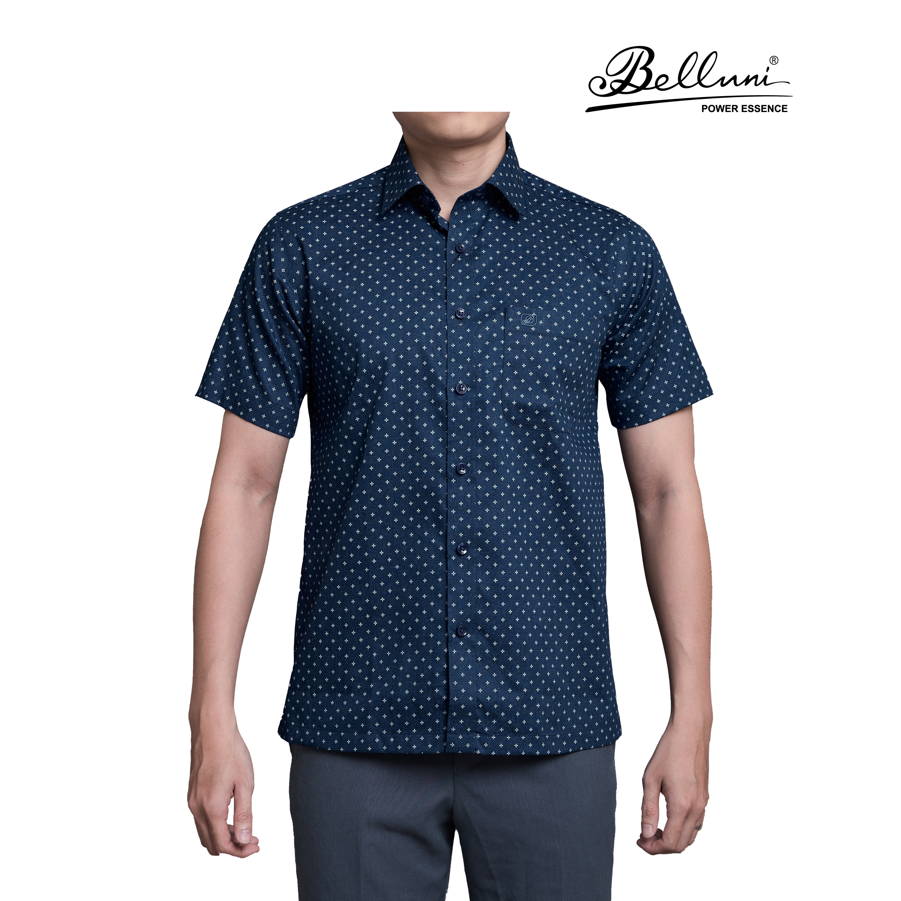 Áo sơ mi nam ngắn tay cotton cao cấp BELLUNI - ANL.CM.BE.4.B