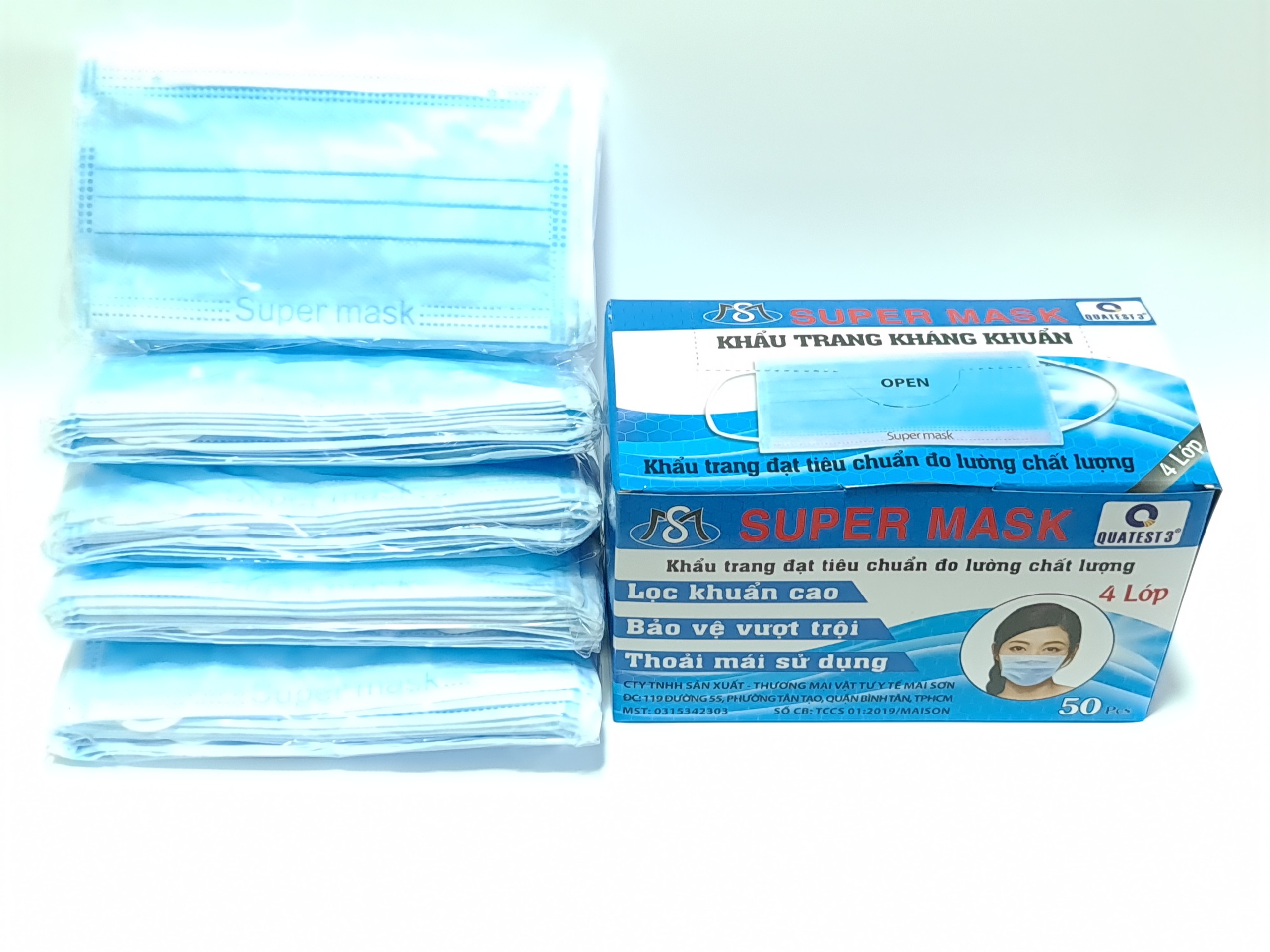 Khẩu Trang Y Tế Kháng Khuẩn Super Mask (4 lớp - hộp 50 cái)