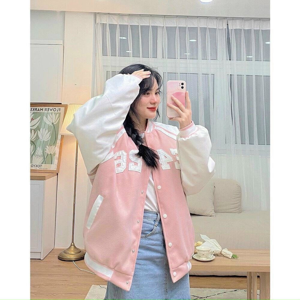 Áo khoác bomber nhung F426 form rộng ulzzang Nam Nữ Phối Tay, Áo Bomber Bóng Chày nhung da F426 Unisex Cao Cấp,Áo Khoác Varsity nhung Phong Cách Hàn Quốc, áo khoác bóng chày chất nhung tăm thêu chữ form rộng cho nam nữ