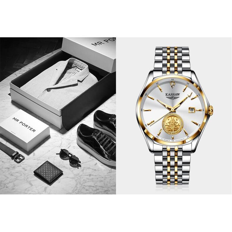 Đồng hồ nam chính hãng KASSAW K999-1 chống nước,chống xước,kính sapphire ,hàng mới 100% ,Đồng hồ cơ