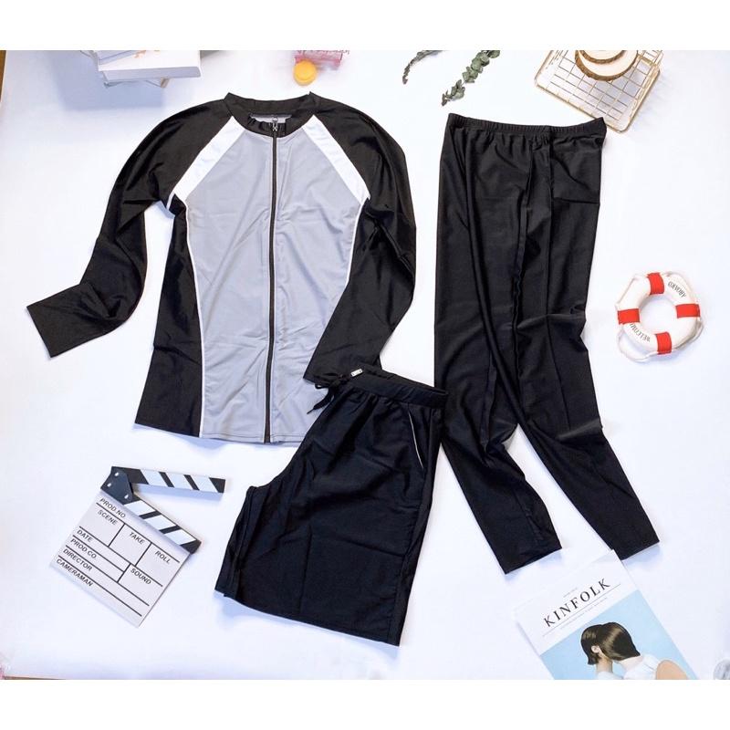 Set đồ bơi tay dài nam nữ khoá kéo