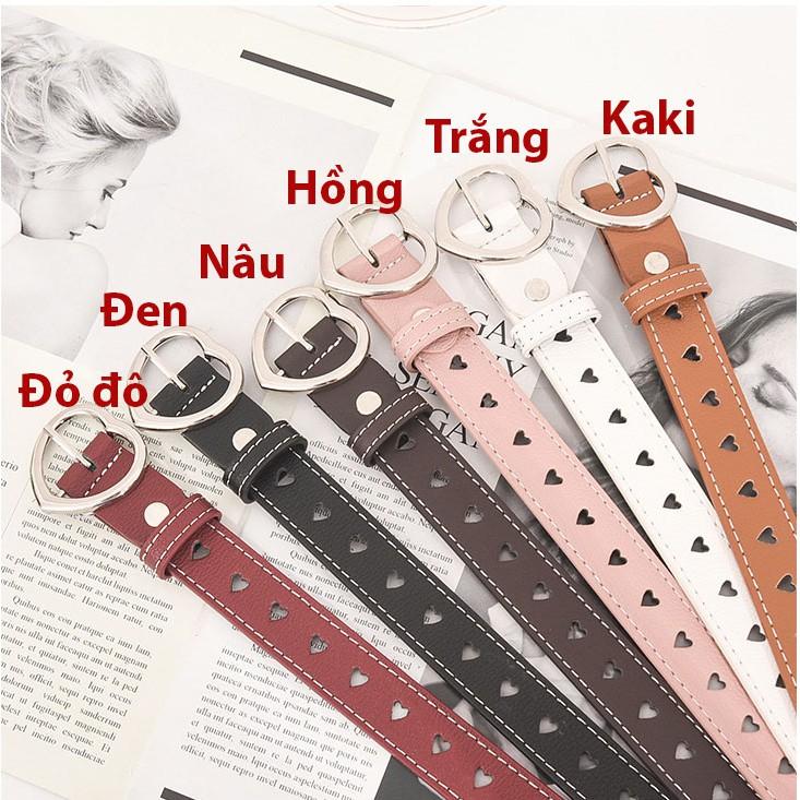 Thắt lưng nữ dây da PU mềm DN01 kiểu dáng Hàn Quốc dây nịt đục lỗ tình yêu cực đẹp, nhiều màu dể dàng phối đồ