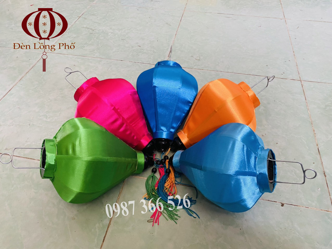 Đèn lồng Hội An vải phi bóng kiểu tỏi size 20 cm nhiều màu