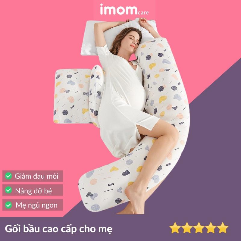 Gối ôm bà bầu cao cấp imom 3 trong 1, thay thế dáng cánh tiên, chữ U, tháo rời dễ dàng, sử dụng cho mẹ và bé - GB3in1