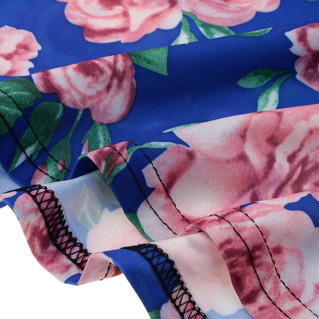 Women's V Neck Sleeveless Stretchy Wrap Waist Floral Boho Maxi Beach Party Dresses