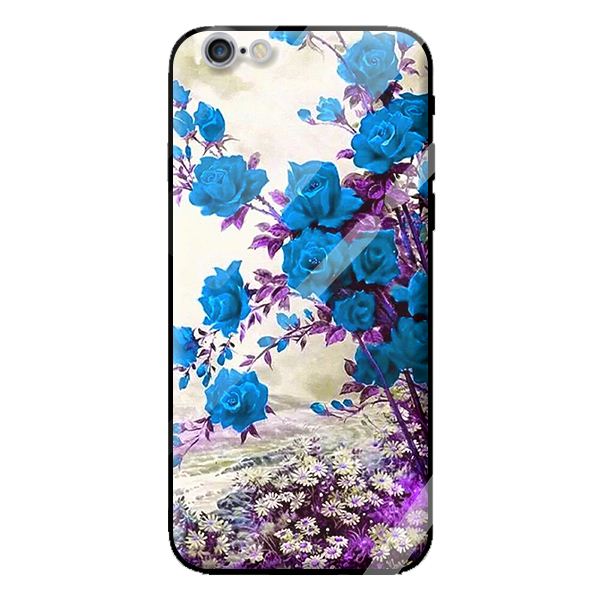 Ốp kính cường lực cho iPhone 6s Plus mẫu HOA HỒNG XANH 1 - Hàng chính hãng