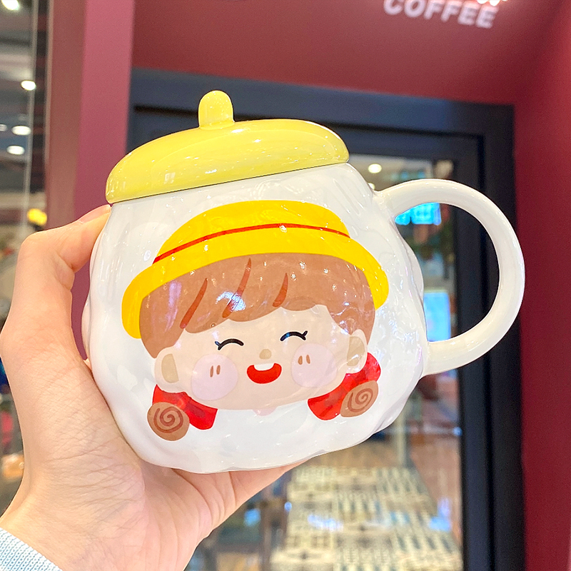 Ly cốc Gốm sứ cao cấp, Ly cặp đôi, ly cà phê cặp đôi, ly sứ nam nữ học sinh, ly lớn có nắp quà tặng sinh nhật.