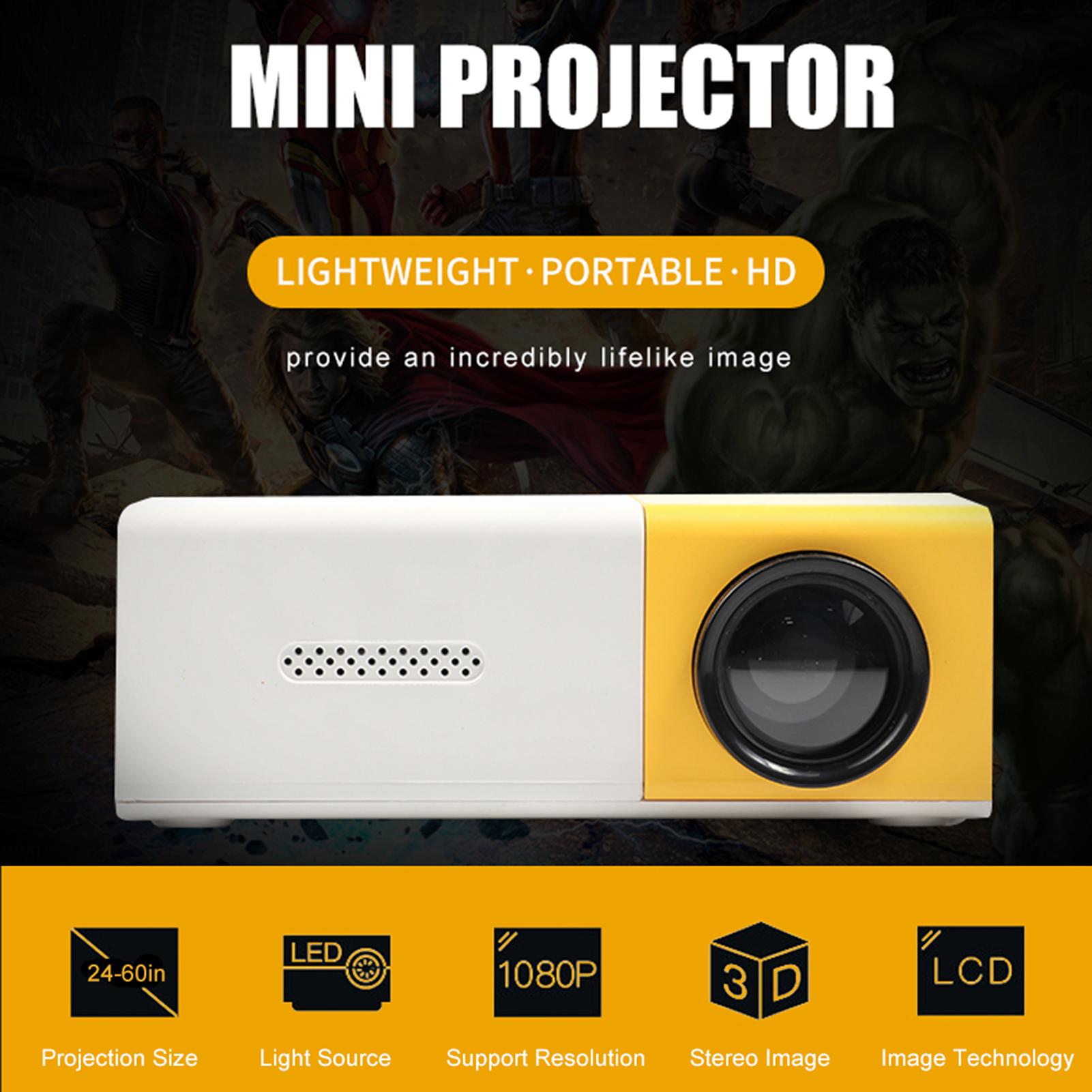 Máy chiếu mini gia đình ngoài trời độ phân giải HD, có cổng USB, Giao diện AV điều khiển từ xa Đèn LED 400 lux