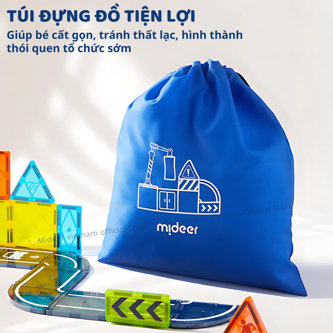 Đồ chơi xếp hình nam châm ánh sáng Mideer Magnetic Tiles nam châm lắp ráp cho bé