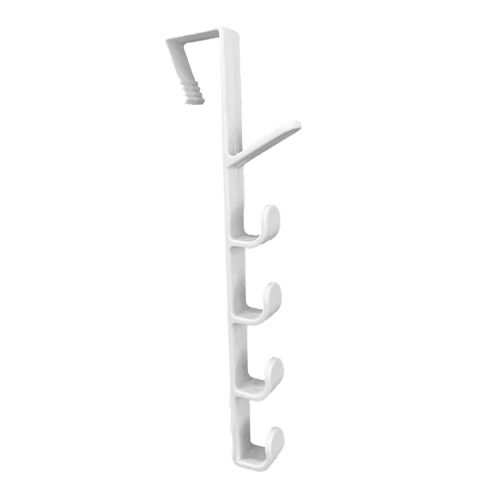 Over The Door Hanger Cabinet Door Hook behind The Door, Space Saving Storage Hooks, Door Hook Organizer Rack with 5 Hooks for Bedroom Wardrobe