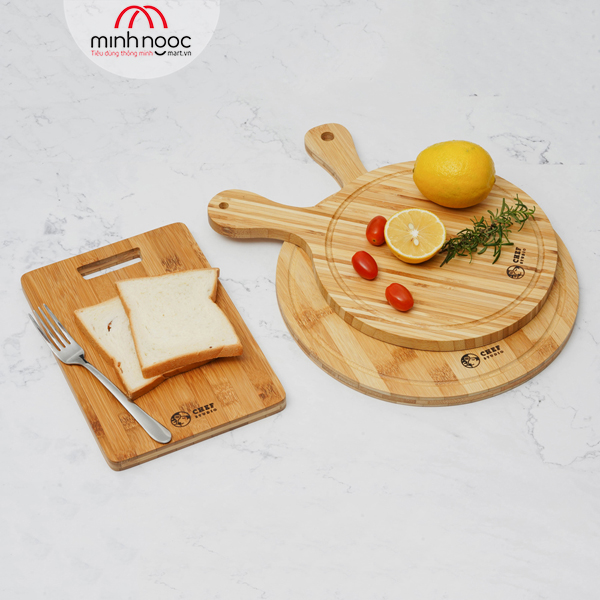 [Chính hãng] Thớt tre Chef Studio hình tròn có tay cầm 40x30x1.5cm, MSP-CB43. Cắt, thái rau củ, dùng decor, bày trí.