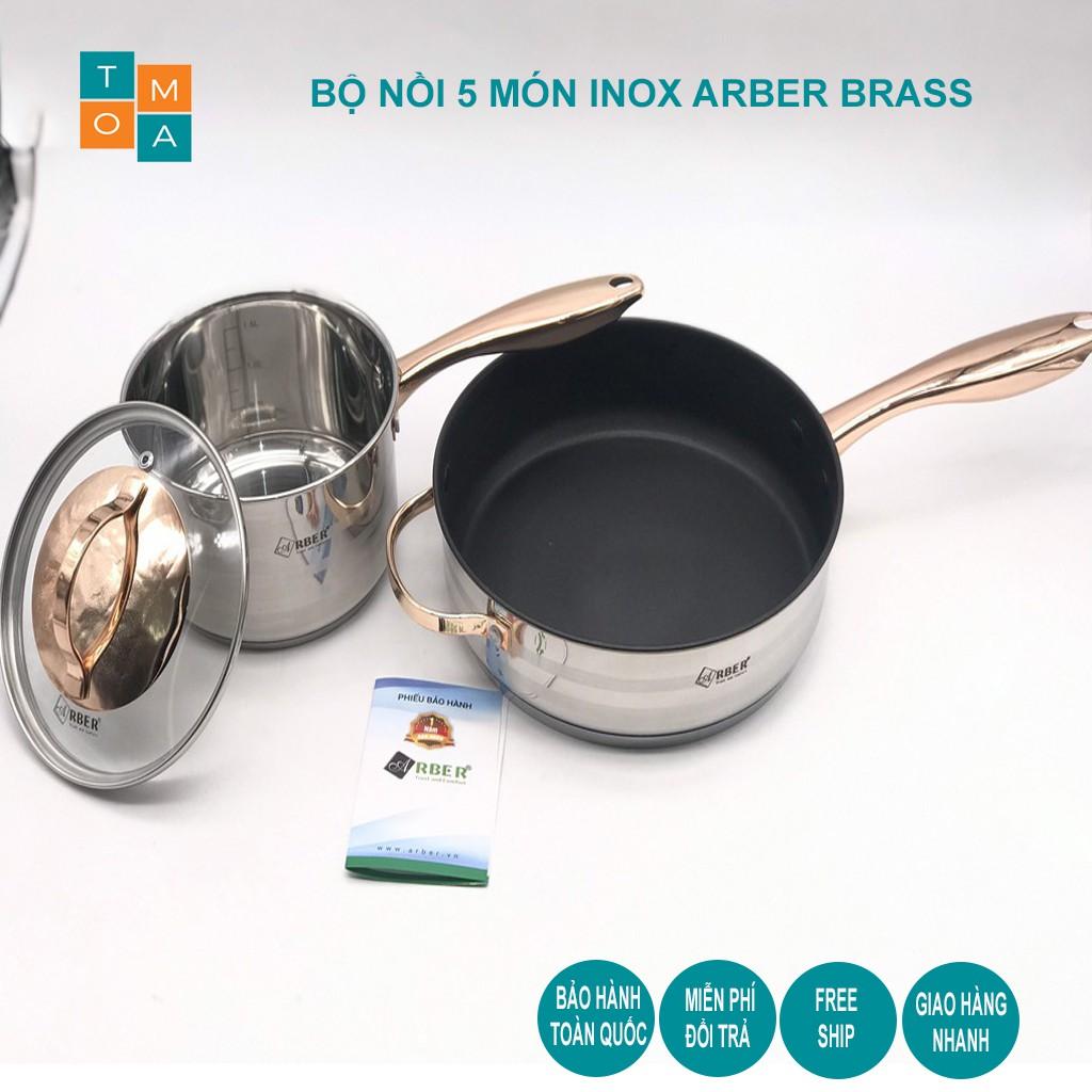 BỘ NỒI INOX 5 MÓN ARBER BRASS GERMANY - HÀNG CHÍNH HÃNG BẢO HÀNH 12 THÁNG, BO NOI INOX CAO CẤP ĐỨC