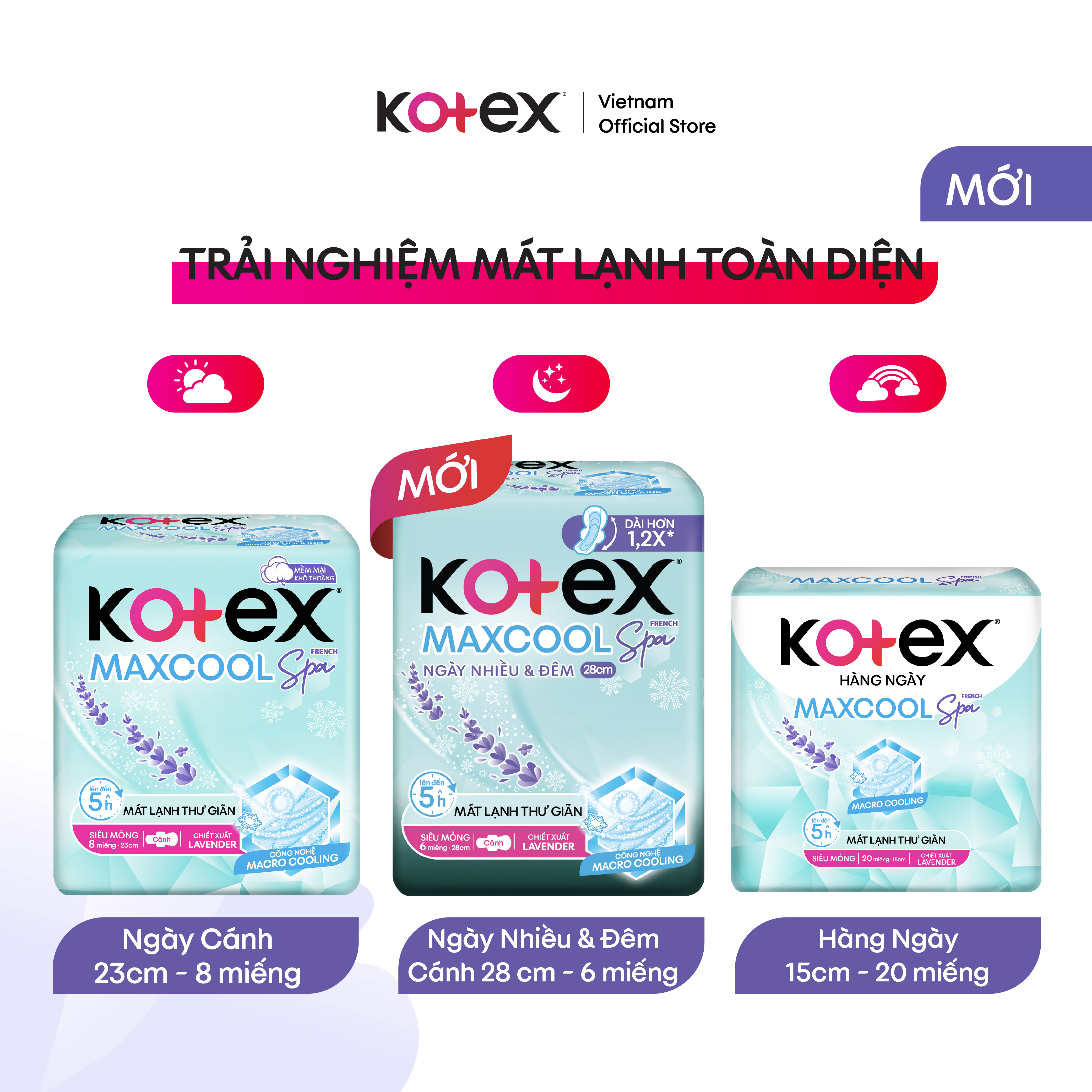 Combo 8 gói băng vệ sinh Kotex Maxcool French Spa siêu mỏng cánh 23cm