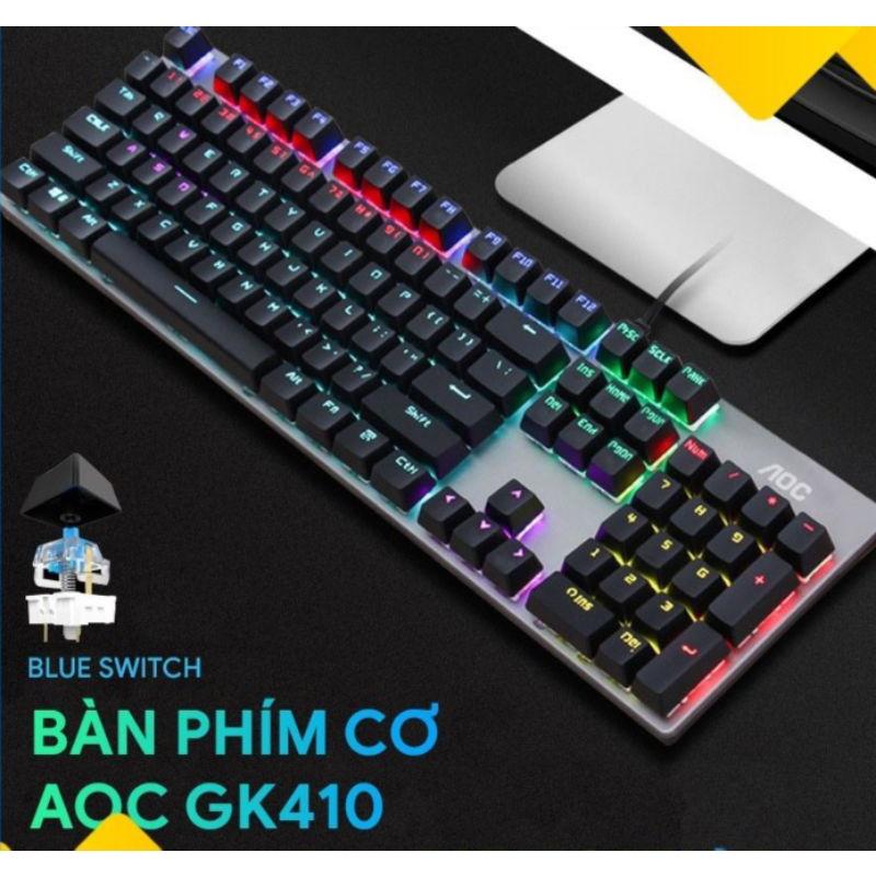 Bàn phím cơ AOC GK410 , phím cơ led Rainbow rất đẹp - Hàng chính hãng