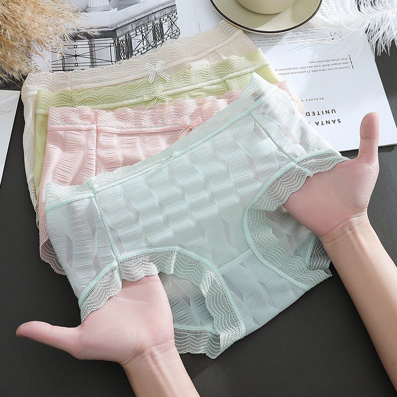 Combo 3 quần lót nữ su nhún viền ren gân xước thoáng mát MXM - 2218