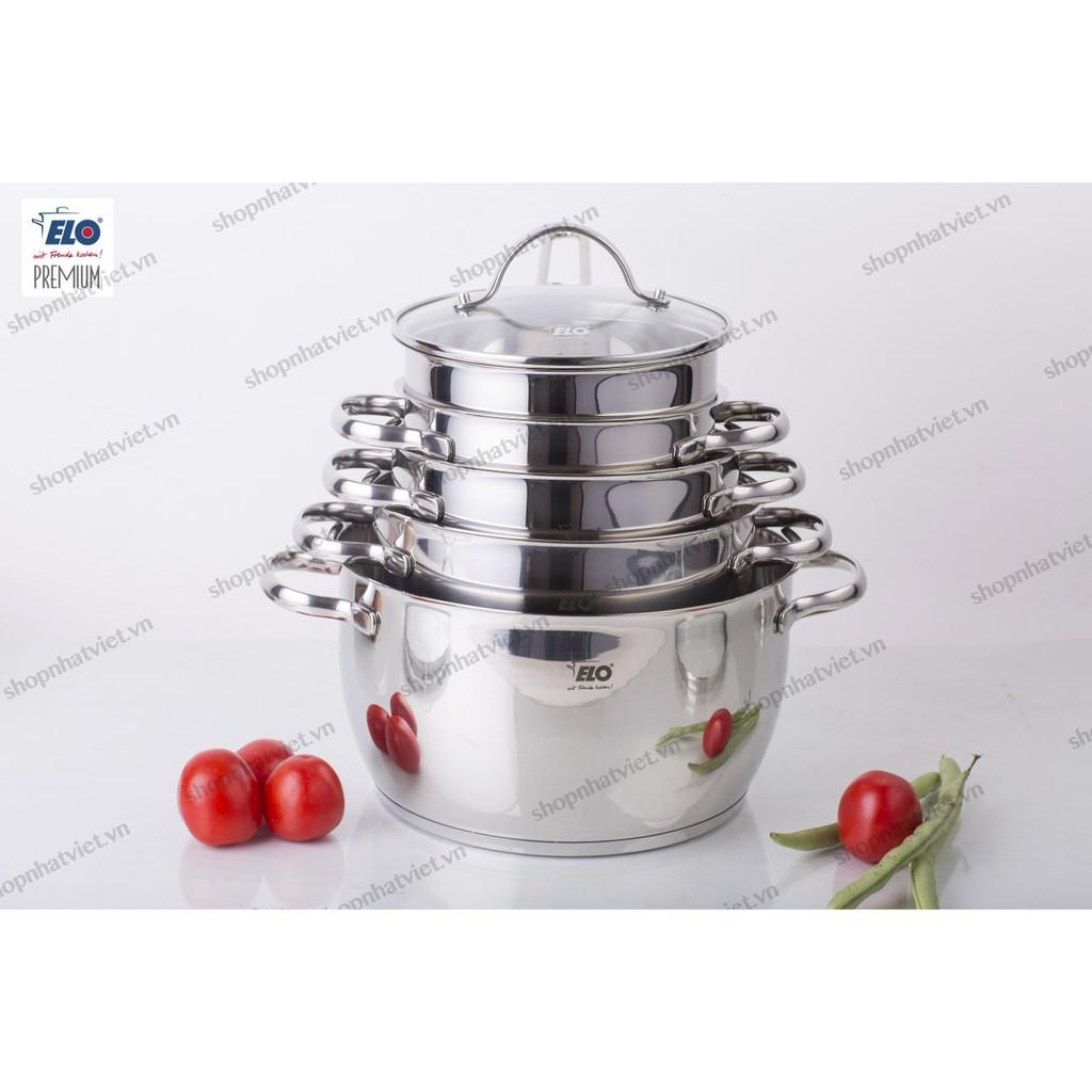 Bộ Nồi Bếp Từ Elo LUNA PLUS 5 Món,1-7L, Size 16-24cm, Bộ Nồi Inox Đáy Từ, Chảo Chống Dính Bếp Từ