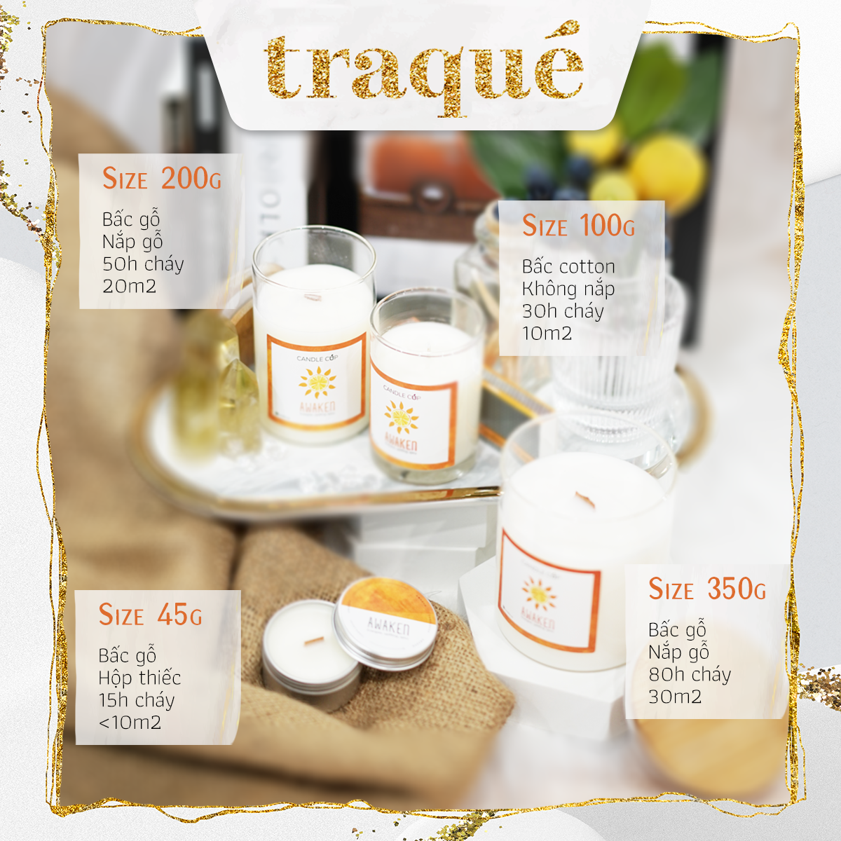 Nến thơm tinh dầu cao cấp không khói an toàn Candle Cup - ĐÀ LẠT - M - 200G