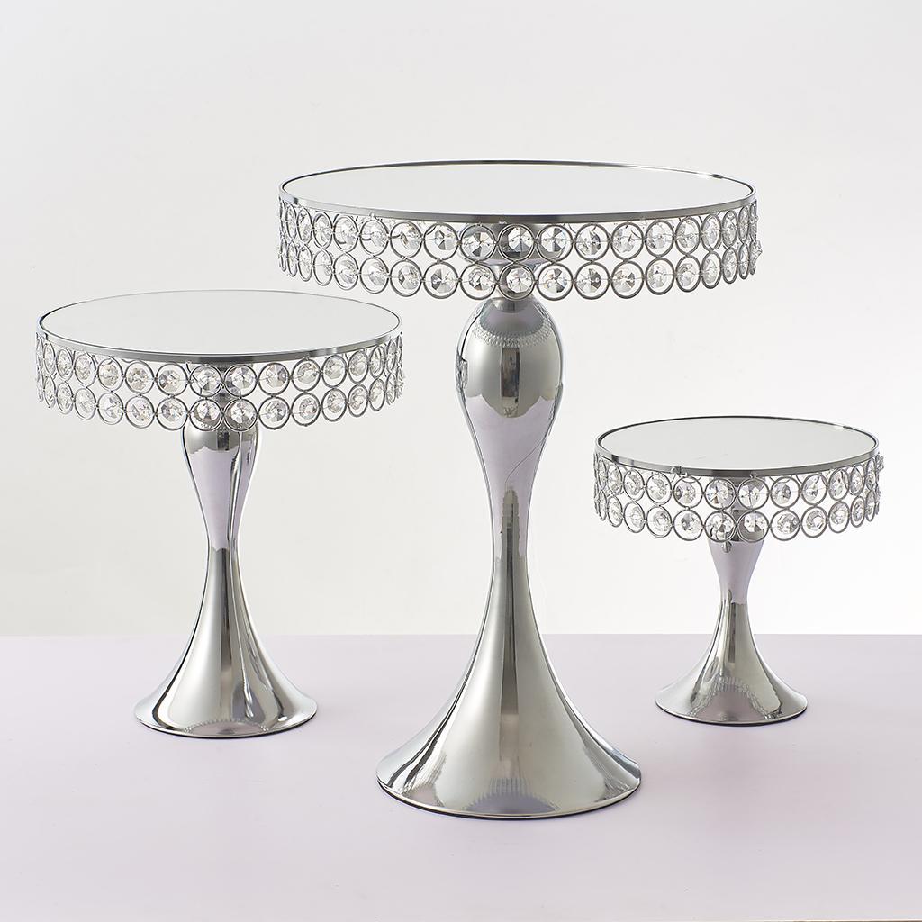 Nordic Style Metal Wedding Cake Stand Mosaic Crystal Cake Tray 20cm Dia