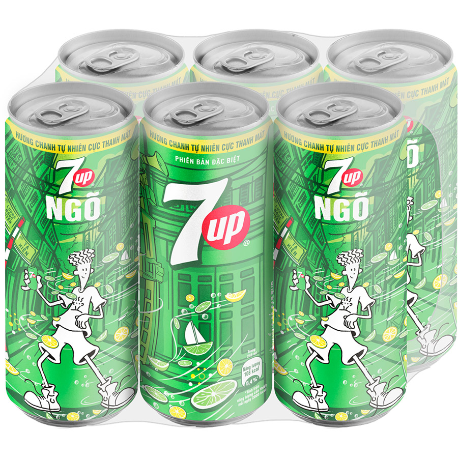 Lốc 6 Lon Nước Ngọt Có Gas 7Up (245ml/lon)