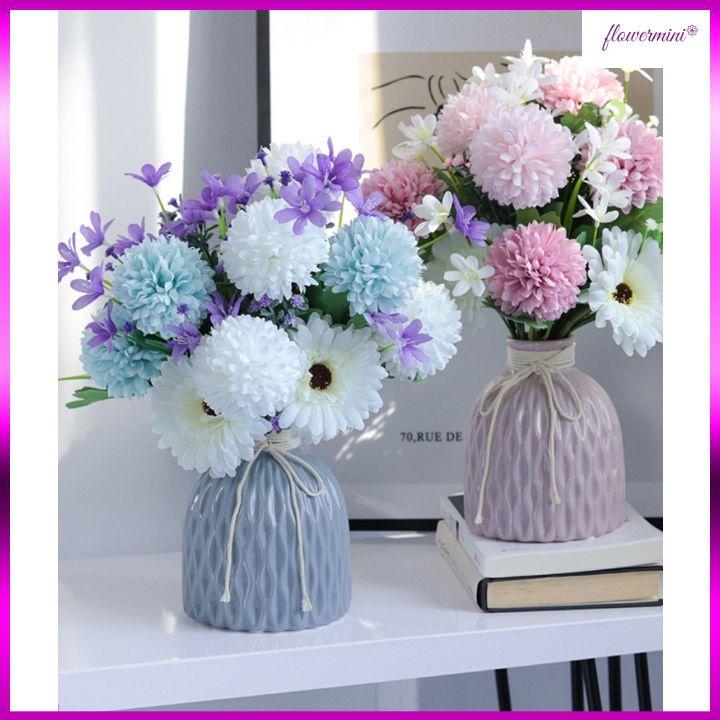 Lọ hoa lụa để bàn cúc tây điểm thủy tiên xinh tươi trang trí nhà cửa Flowermini LH-01