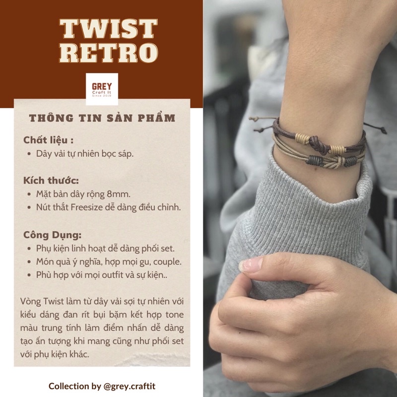 Vòng tay Twist Retro UNISEX Style Độc Lạ | Phù hợp mix nhiều vòng Handmade 100% Miễn phí ship sửa đổi trả