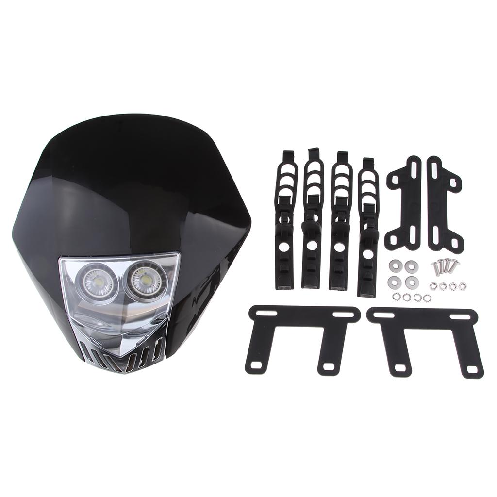 Universal Motorcycle LED Headlight Assembly for  Dirt Bike Black