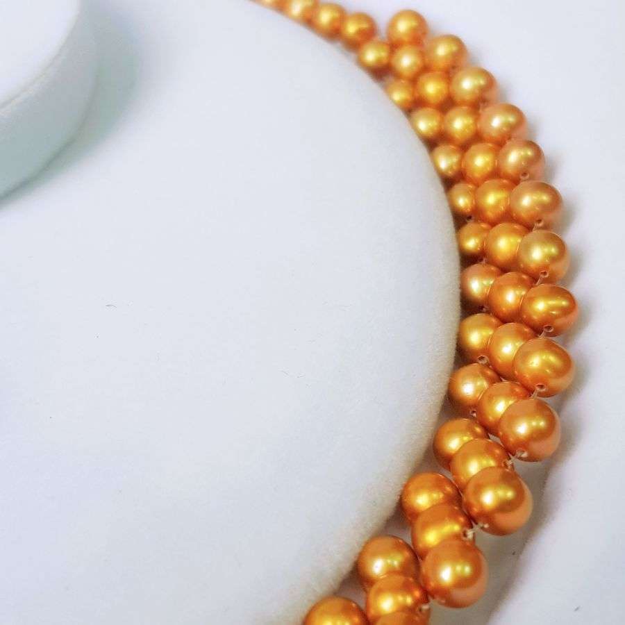 Vòng Cổ Ngọc Trai Nước Ngọt Thiên Nhiên Cao Cấp - Trái Tim Vàng Son - Trang Sức Cô Tấm - GOLDEN PEARL - CTJ0212 - Vàng