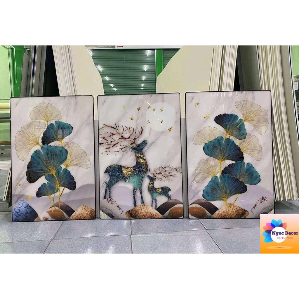 Bộ 3 tranh tráng gương treo phòng khách, phòng ngủ, decor phòng xinh