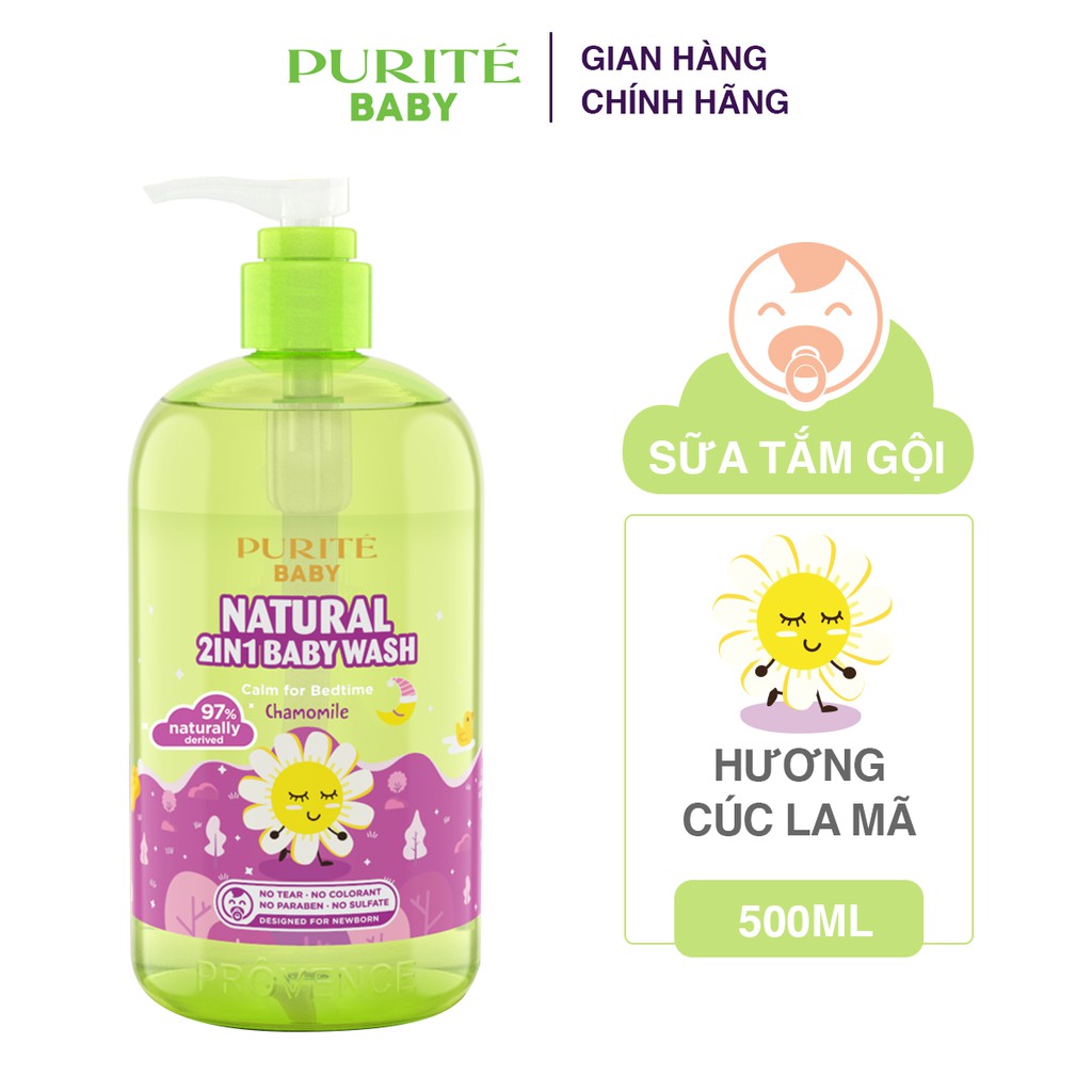 [Hàng Chính Hãng] Sữa Tắm Gội Thiên Nhiên Cúc La Mã Purité Baby 500ml