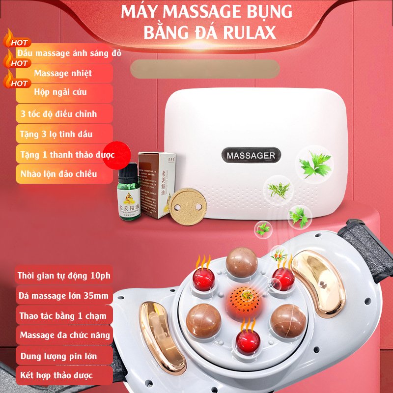 Máy Massage Bụng, Đai Massage Rulax Cao Cấp Có Đèn Hồng Ngoại - Hàng Chính Hãng