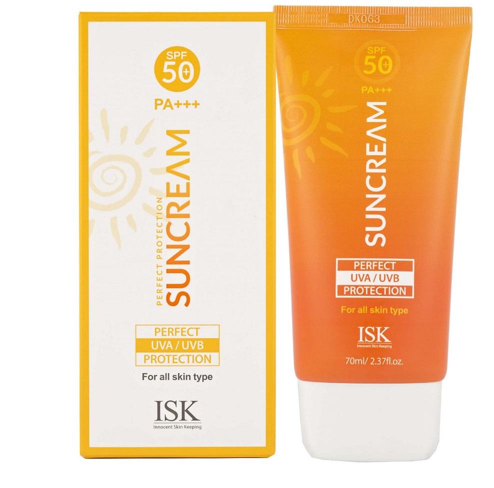 Kem chống nắng da mặt và toàn thân ISK Perfect Protection Sun Cream Hàn quốc 70ml/ Hộp Kèm 1 gói bông tẩy trang