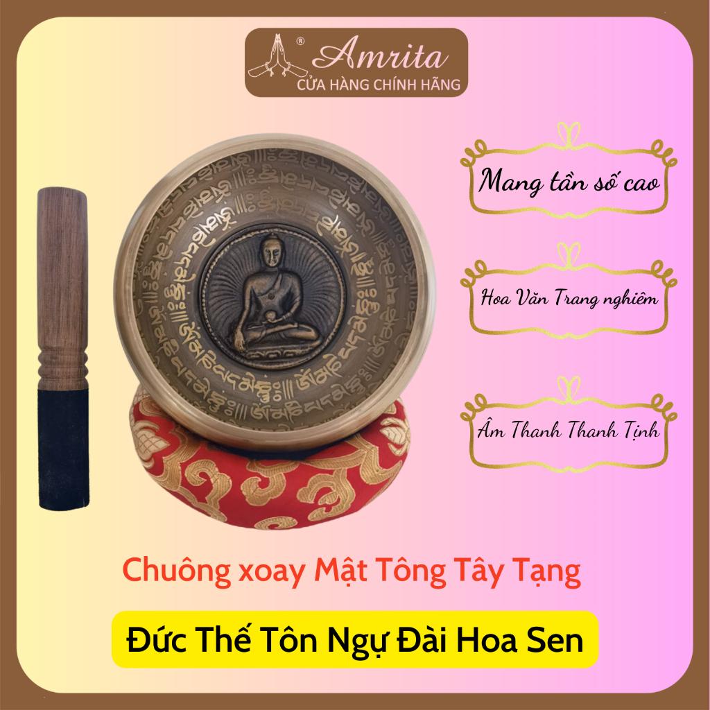 Chuông Xoay Nepal họa tiết Đức Thế Tôn Ngự Đài Sen - Siddhartha Gautama - Singing bolws - Chuông xoay - Amrita