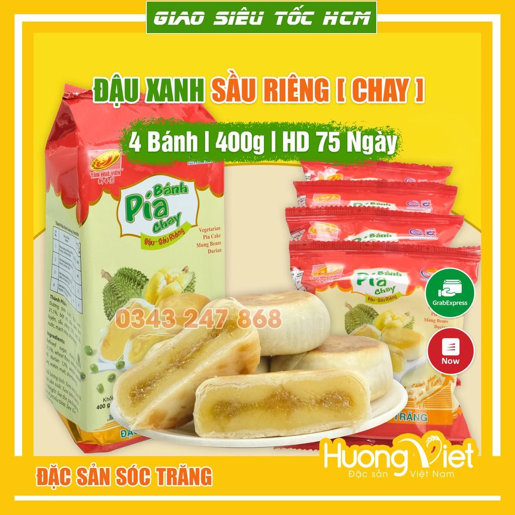 Bánh pía chay đậu xanh sầu riêng Tân Huê Viên 400g, bánh pía Sóc Trăng ăn chay không trứng muối 