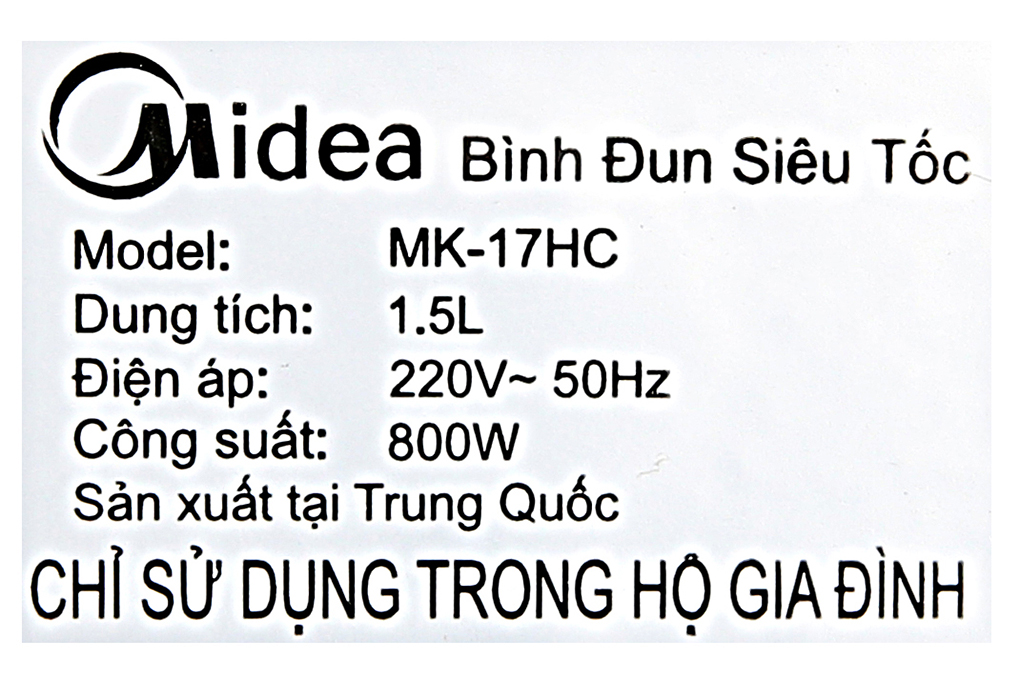 Bình Đun Siêu Tốc Midea MK-17HC (1.5 Lít) - Hàng Chính Hãng