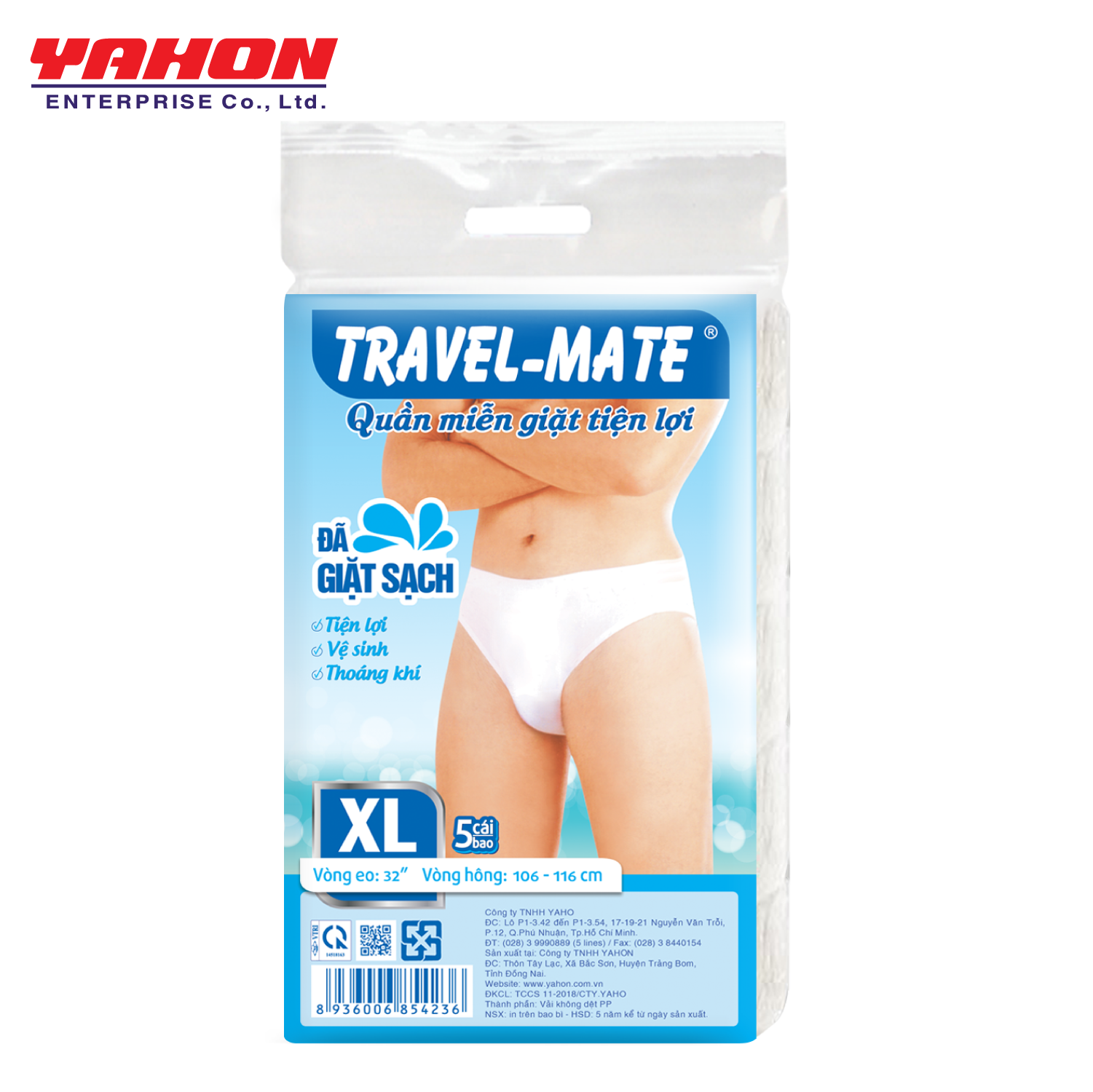 Bao Quần Lót Miễn Giặt Tiện Lợi TRAVEL-MATE Nam, 5 Cái/Bao