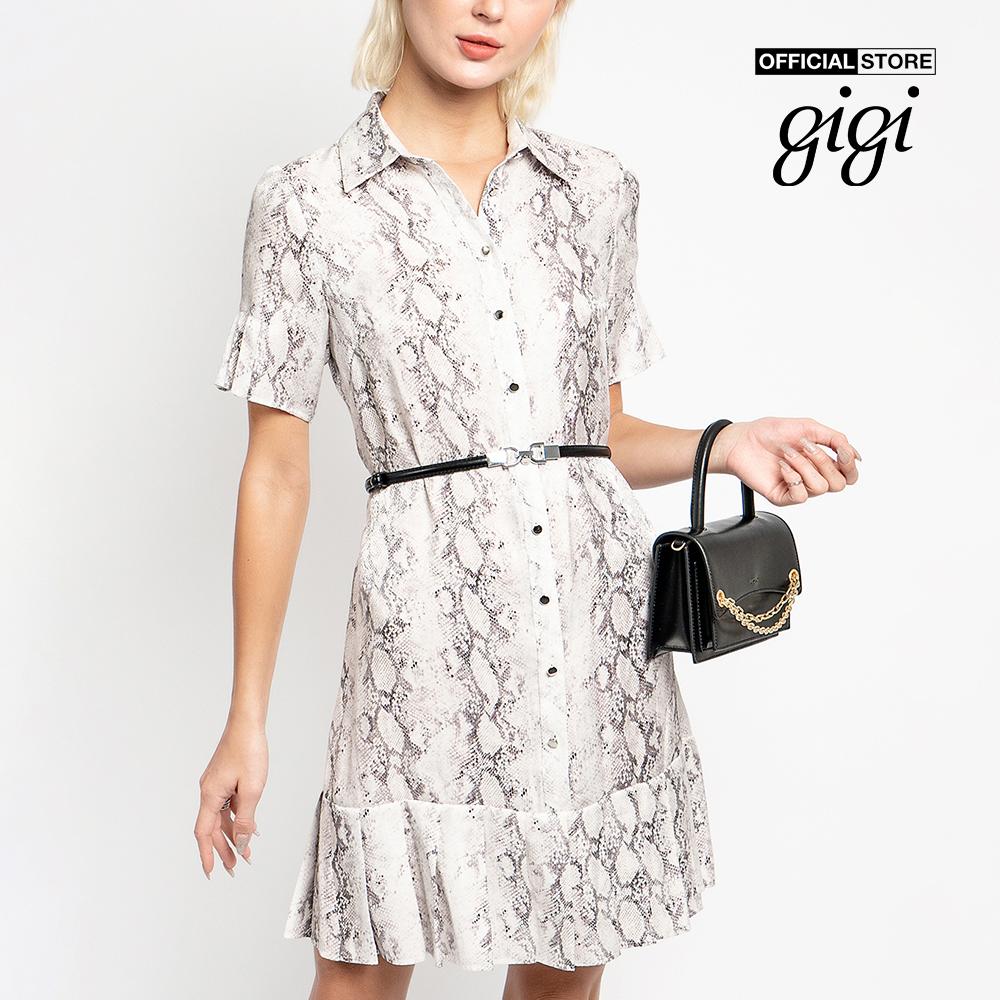 GIGI - Đầm mini sơ mi tay ngắn xếp li thời trang G2101D212115