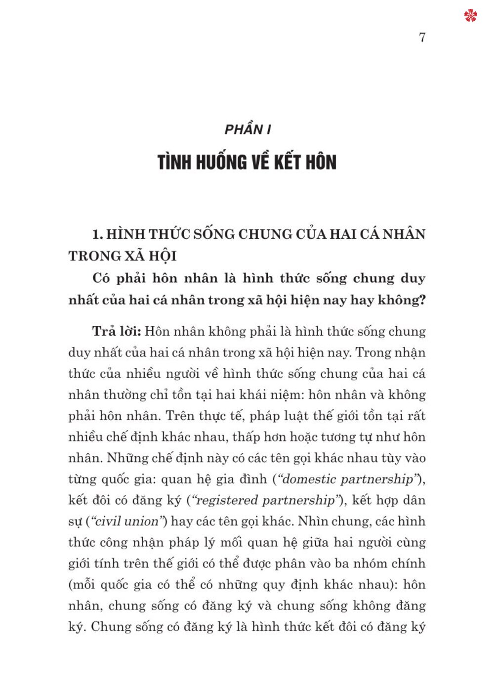 Các tình huống thường gặp trong lĩnh vực hôn nhân và gia đình - bản in 2024