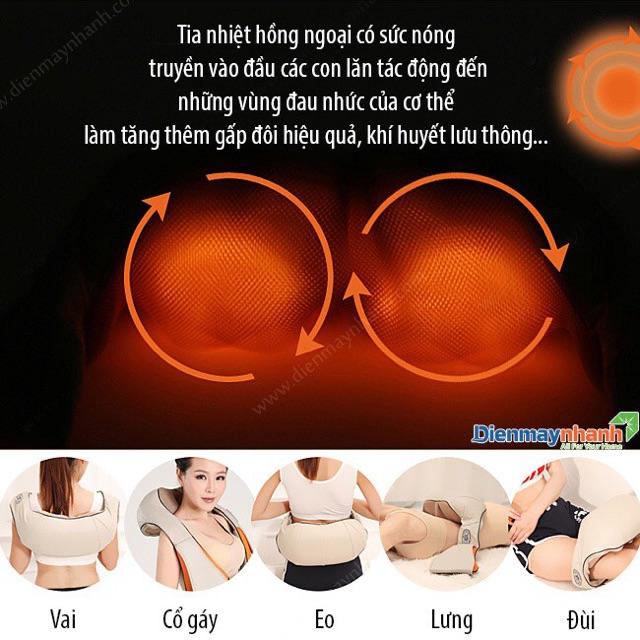 Chính Hãng Ayosun- Đai Đeo Massage 16 bi cổ vai gáy lưng chuyên sâu AYOSUN Hàn Quốc